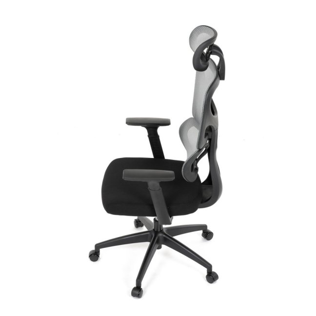 Kancelářská ergonomická židle GRANT — síť, látka, černá / šedá