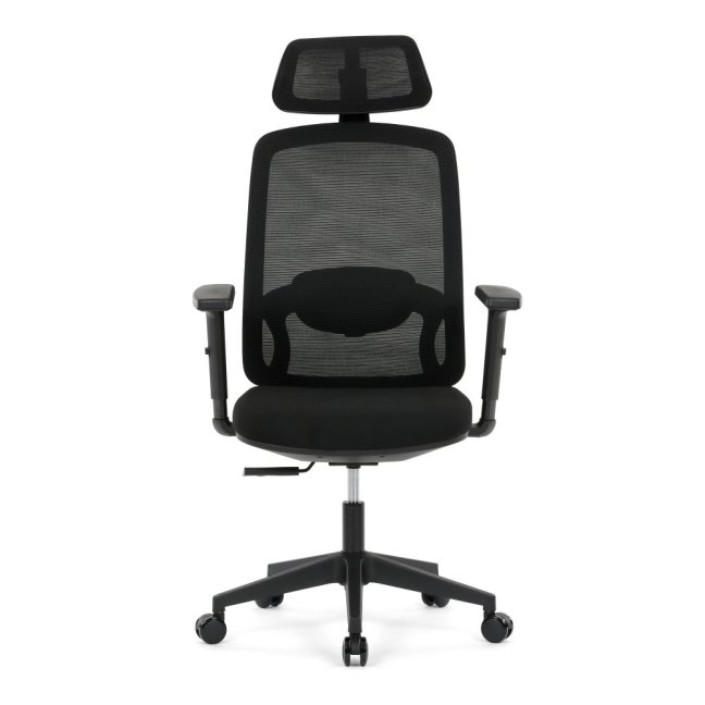 Kancelářská  ergonomická  židle NOKA — síť / látka, černá, nosnost  150 kg
