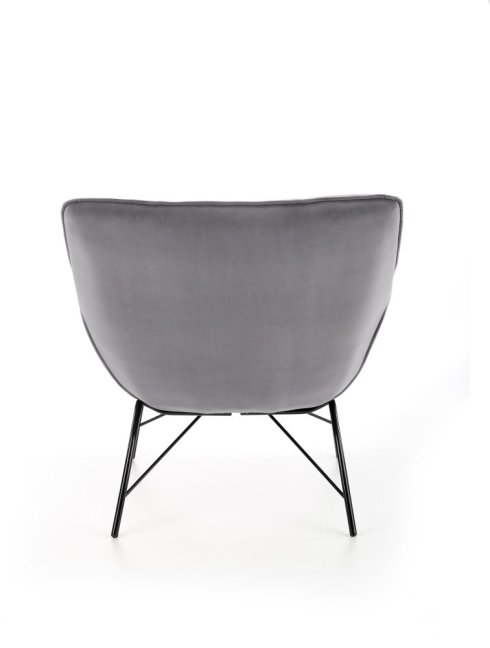 Designové křeslo BELTON — kov, látka, šedá