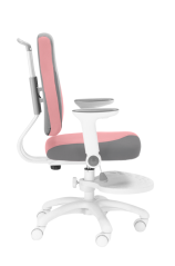 Dětská rostoucí židle Neoseat KINDER WHITE PLUS — látka, šedá / světle růžová
