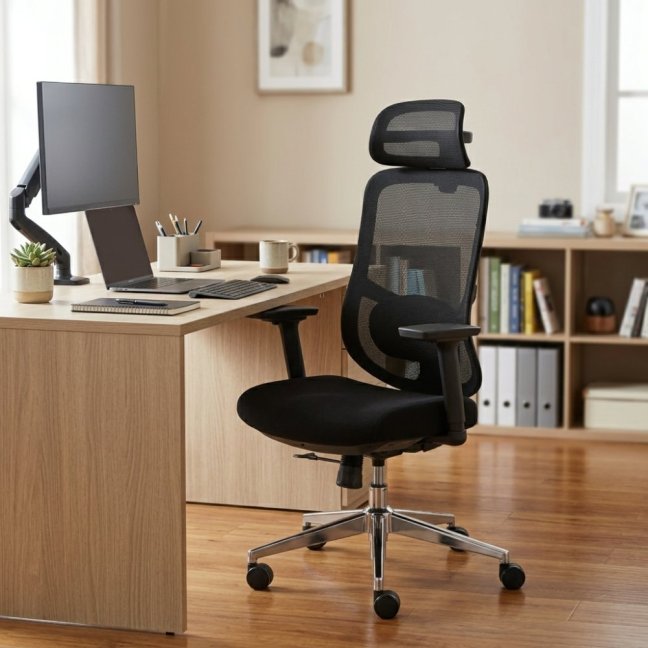 Kancelářská ergonomická židle Neoseat ALLY — síť / látka, černá, nosnost 150 kg