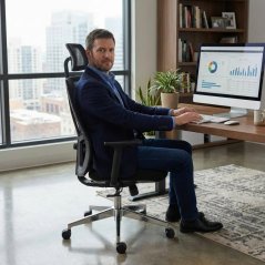 Kancelářská ergonomická židle Neoseat SPINO — látka, černá, nosnost 150 kg