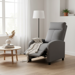 Relaxační polohovací TV křeslo CALMO — látka, šedá