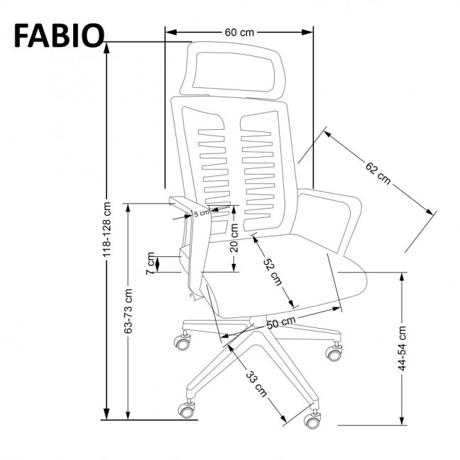 Kancelářská otočná židle FABIO — síť / látka, černá