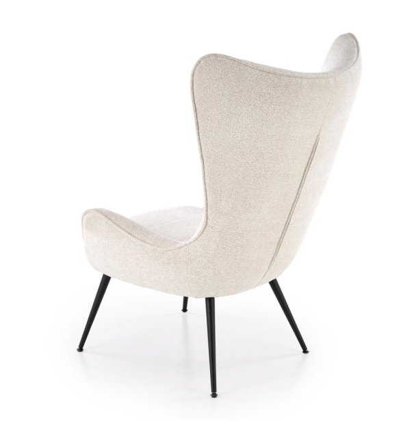 Designové křeslo ušák JUKON — kov, látka, krémová