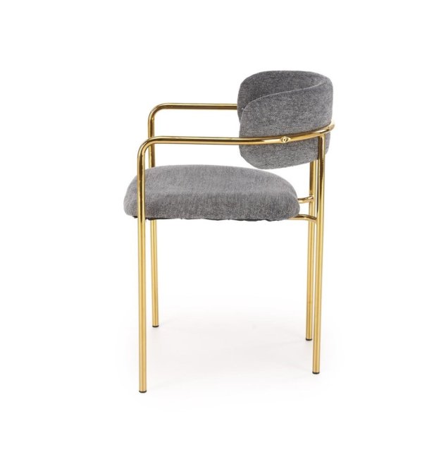 Jídelní křeslo LADONE — kov, látka, zlatá / šedá