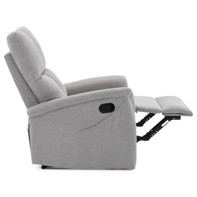 Relaxační polohovací TV křeslo ASTER — látka, světle šedá