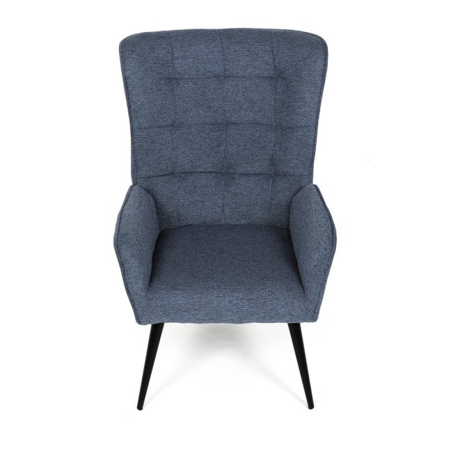 Relaxační křeslo ušák LOYD — látka, černá / modrá