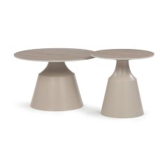 Set 2 konferenčních stolků NOEL I — kov, keramika, travertin / béžová