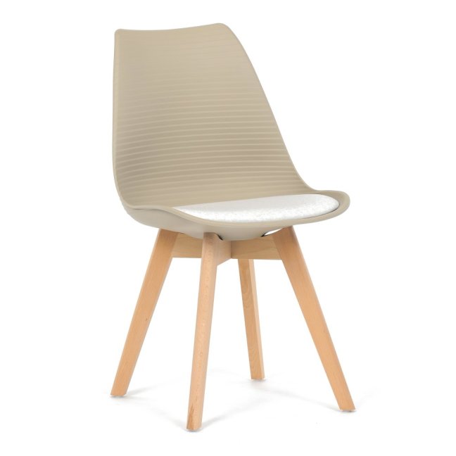 Jídelní židle ALETE — plast, samet, hnědá / bílá