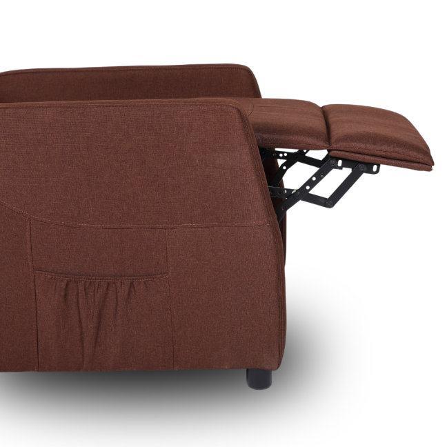 Relaxační polohovací TV křeslo MODO — látka, hnědá, nosnost 130 kg