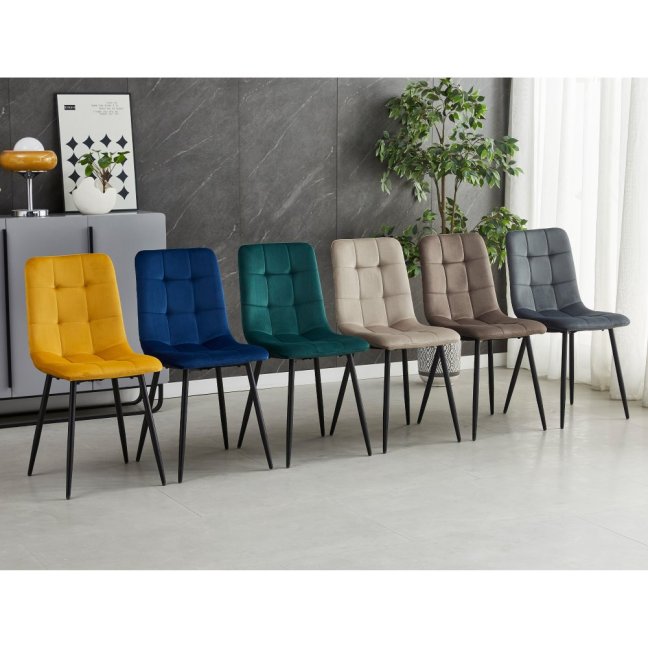 Jídelní židle THEO II — kov, samet, více barev - Barevné varianty židle THEO II: Modrá