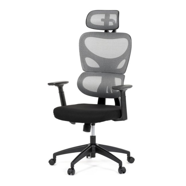 Kancelářská ergonomická židle GRANT — síť, látka, černá / šedá