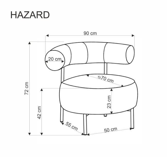 Designové křeslo HAZARD — kov, látka, béžová