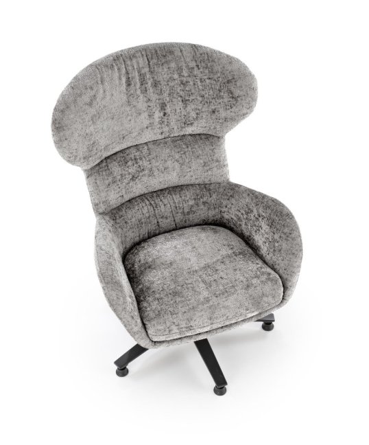 Otočné relaxační křeslo ušák FRANCO — kov, látka, šedá