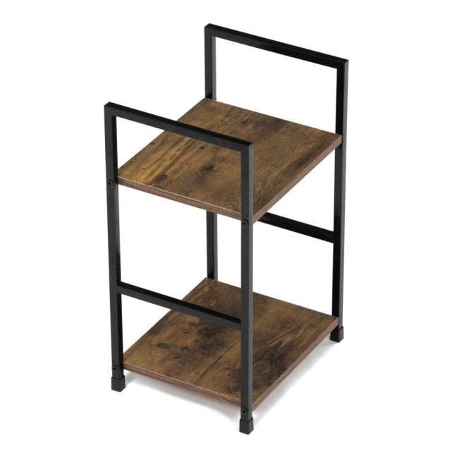Regál TIREK — kov, MDF, černá / dekor starého dřeva