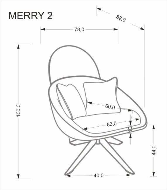 Relaxační otočné křeslo MERRY II — ocel, látka, cappuccino
