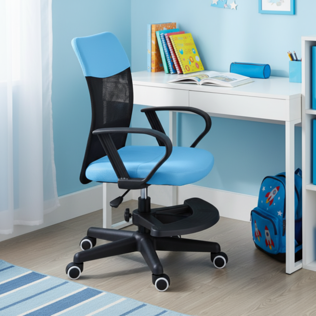 Dětská židle Neoseat MONKEY s podnoží — látka, černá / světle modrá