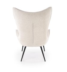 Designové křeslo ušák JUKON — kov, látka, krémová