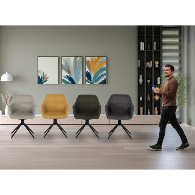 Jídelní otočná židle SCARA — kov, látka, více barev