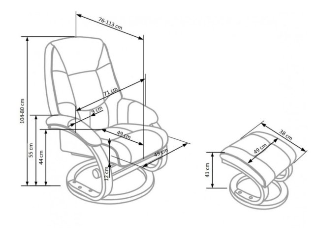 Polohovací masážní křeslo MATADOR — vyhřívání, dřevo, ekokůže, černá (rozbaleno)