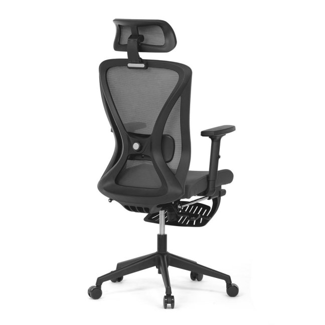 Kancelářská ergonomická židle ZANE s podnožkou — síť / látka, šedá