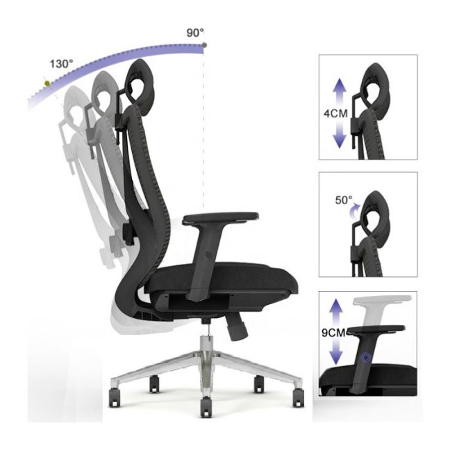 Kancelářská ergonomická židle Neoseat AMADORA — černá, nosnost 150 kg
