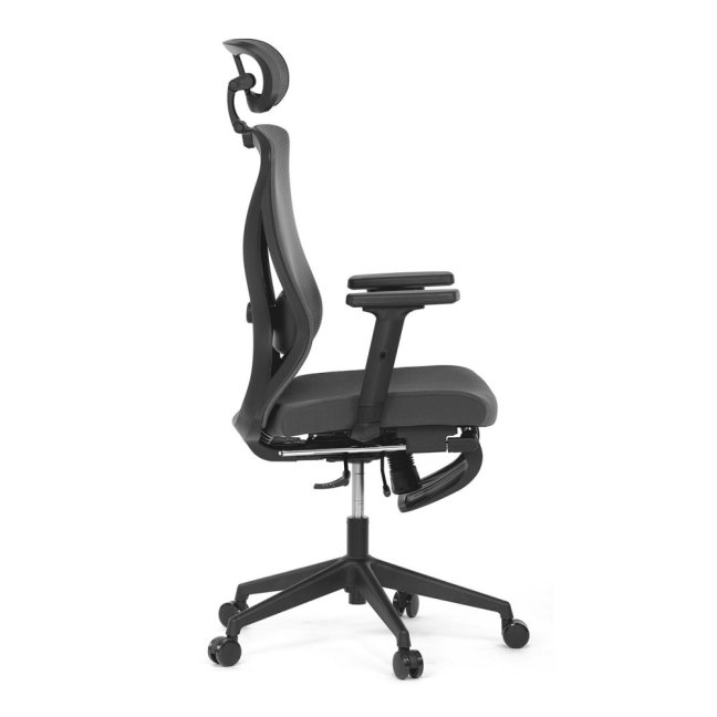 Kancelářská ergonomická židle ZANE s podnožkou — síť / látka, šedá