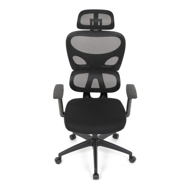 Kancelářská ergonomická židle GRANT — síť, látka, černá