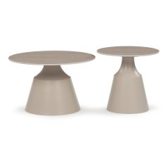 Set 2 konferenčních stolků NOEL I — kov, keramika, travertin / béžová