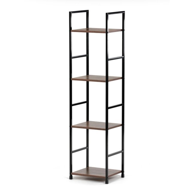Regál TIREK III — kov, MDF, černá / dekor starého dřeva