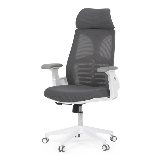Kancelářská otočná židle TONKA — síť, bílá / šedá