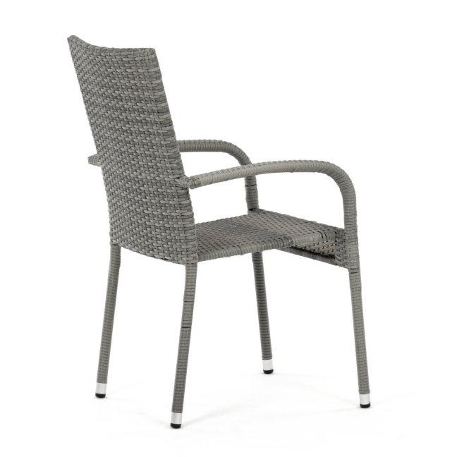Zahradní křeslo SELEN — kov, umělý ratan, šedá