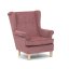 Relaxační křeslo ušák MAVEN — masiv, látka, přírodní / růžová