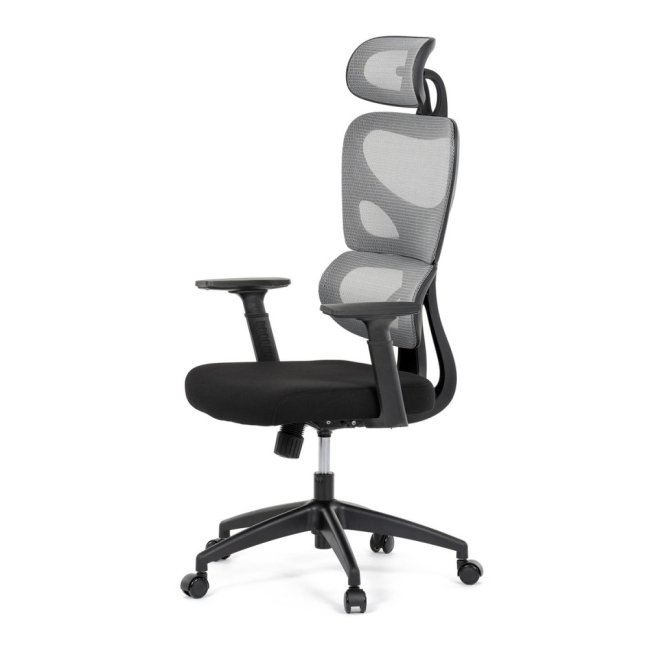 Kancelářská ergonomická židle GRANT — síť, látka, černá / šedá