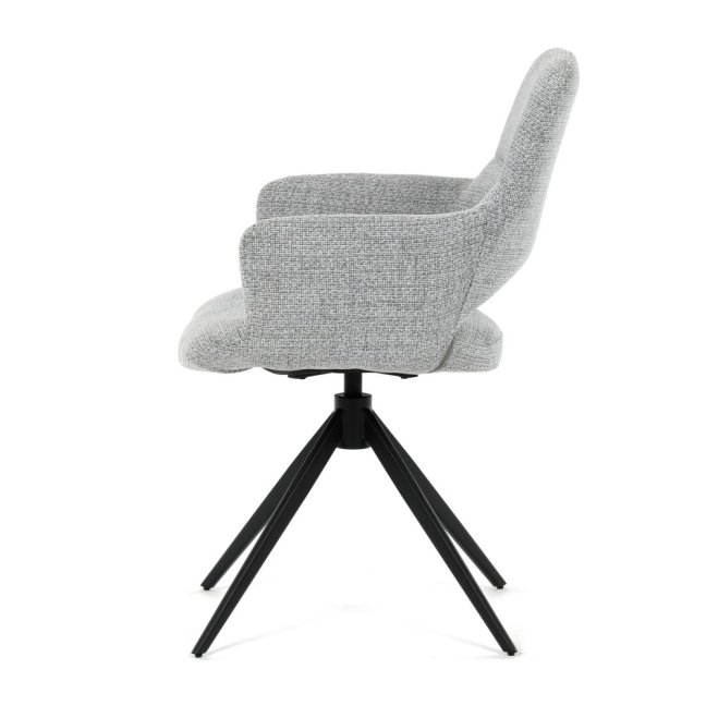 Jídelní otočné křeslo AMOS — kov, látka, šedá