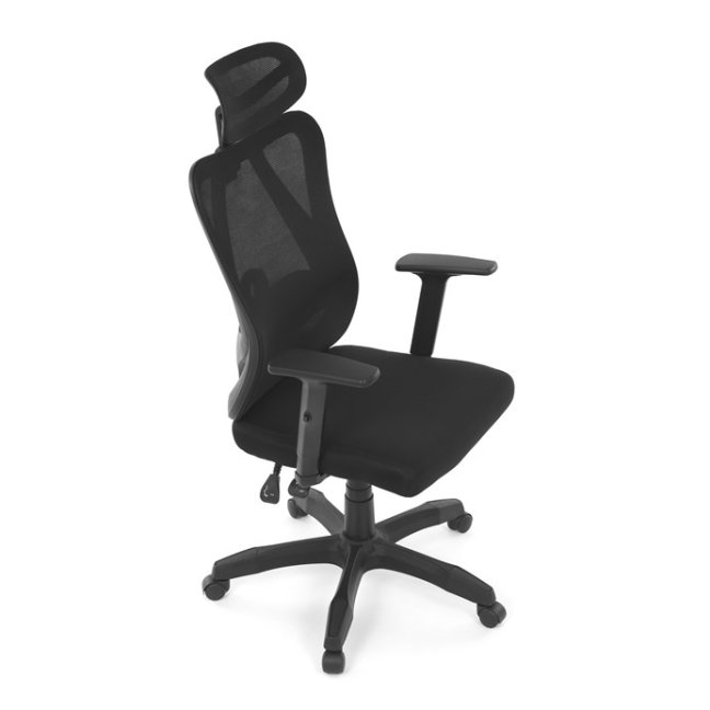 Kancelářská ergonomická židle MANET — síť / látka, černá