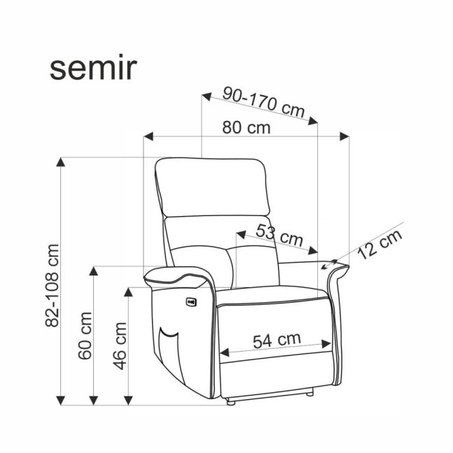 Relaxační křeslo SEMIR s elektrickým polohováním — látka, zelená
