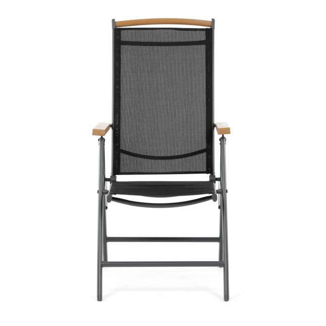 Zahradní skládací křeslo SORA — kov, textil, šedá