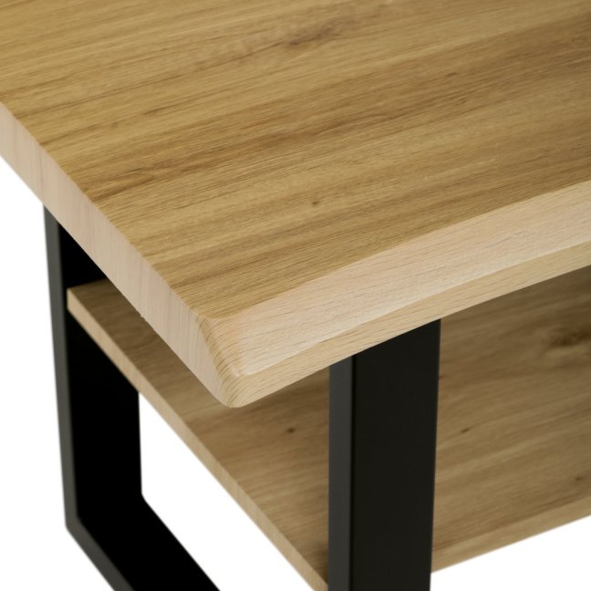 Konferenční stolek SILAS — 120x60x55 cm, kov, MDF, černá / dekor divokého dubu