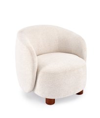 Designové křeslo BAKER — dřevo, látka, krémová