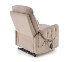 Relaxační křeslo HORTON s elektrickým polohováním — látka, béžová