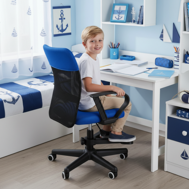 Dětská židle Neoseat MONKEY s podnoží — látka, černá / tmavě modrá