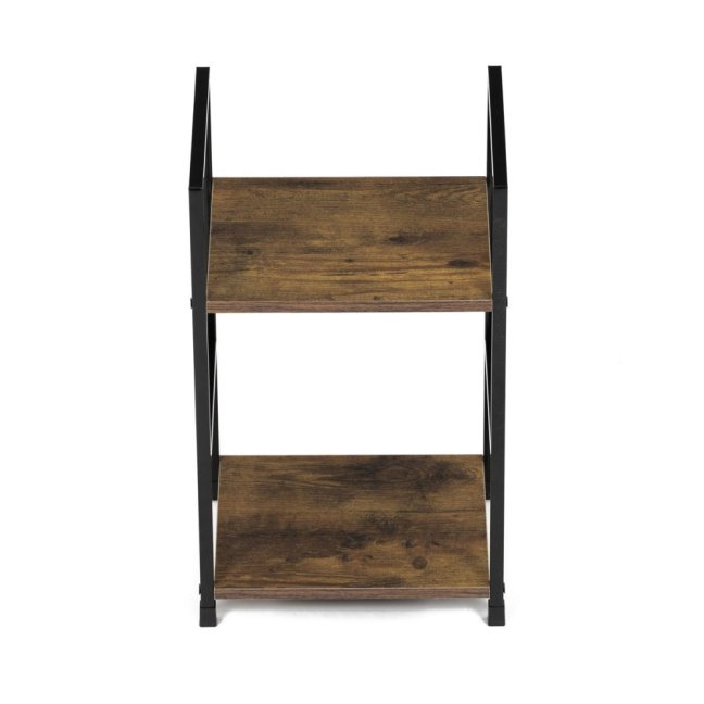 Regál TIREK — kov, MDF, černá / dekor starého dřeva