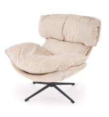 Otočné relaxační křeslo GREGOR — kov, látka, béžová