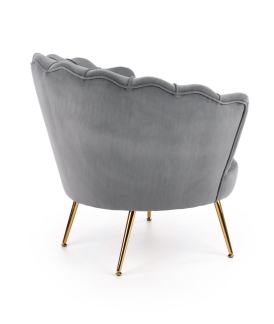 Designové křeslo AMORINITO — kov, látka, zlatá / šedá