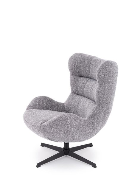 Otočné relaxační křeslo JACKIE — kov, látka, šedá