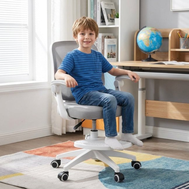 Dětská otočná židle Neoseat JUNI 010 s podnoží — látka, šedá