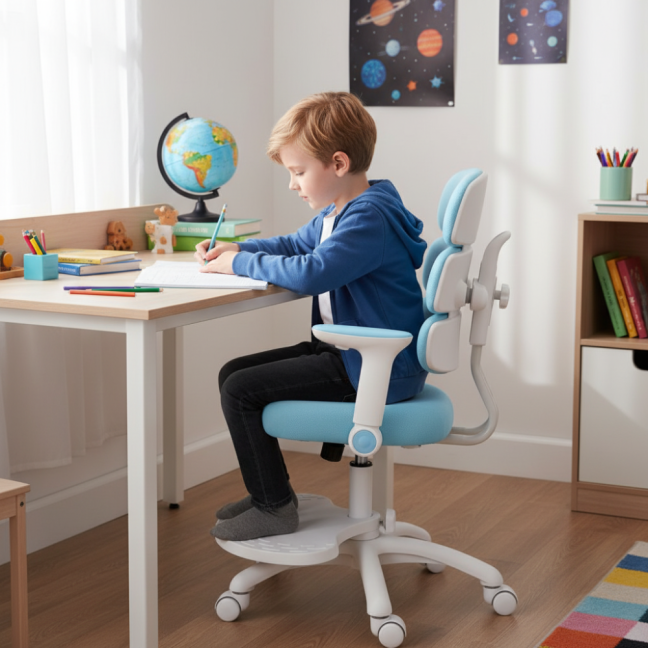 Dětská rostoucí židle Neoseat KIDDY THREE — látka, modrá