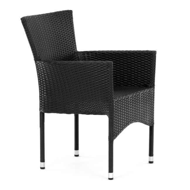 Zahradní křeslo BRIGITA — kov, umělý ratan, černá